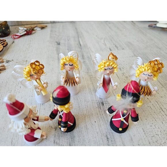 Unique paper angel Santa soldier band musical set mini Xmas - Picture 1 of 14